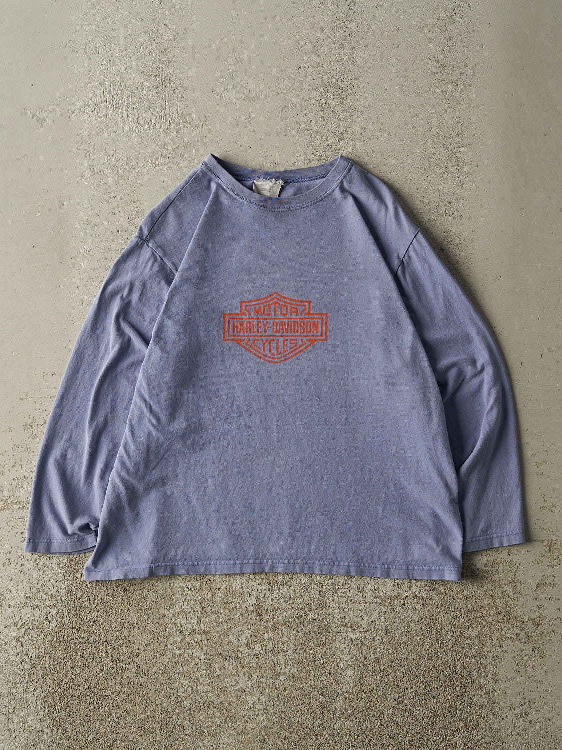 Vintage 90s Washed Blue Harley Davidson Long Sleeve (S/M)