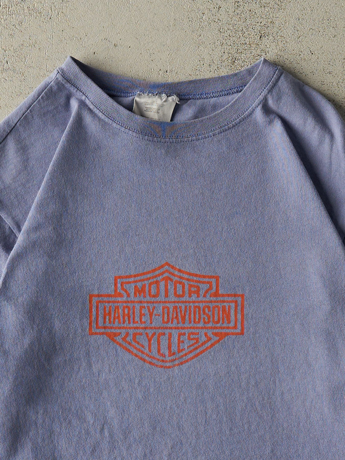 Vintage 90s Washed Blue Harley Davidson Long Sleeve (S/M)