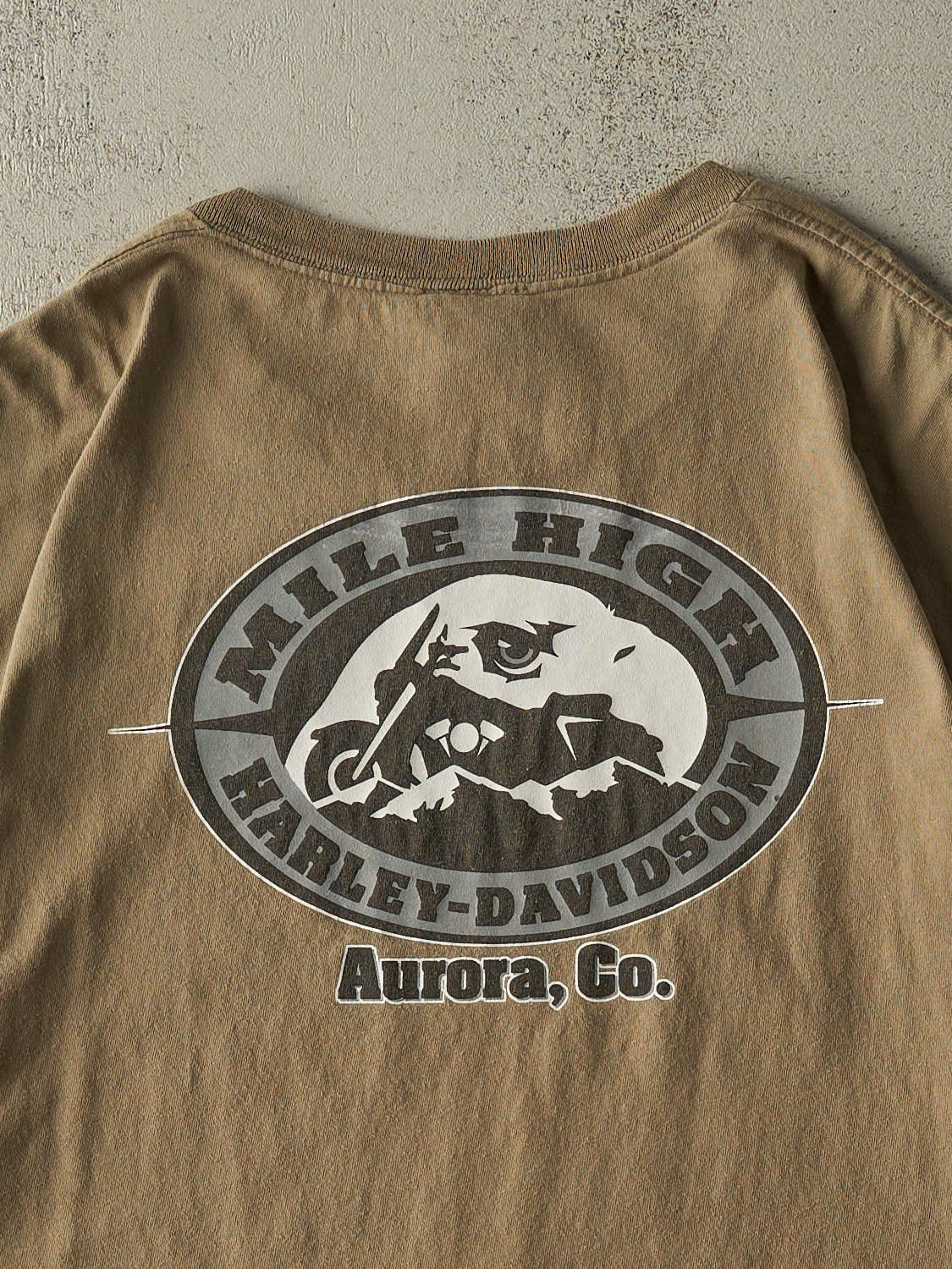 Vintage 90s Beige Harley Davidson Aurora CO Tee (XXL/XXXL)