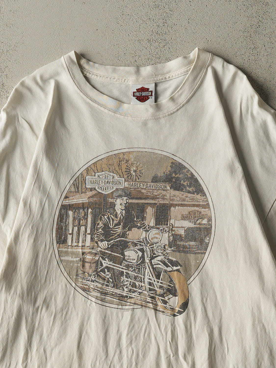 Vintage 07' Beige Harley Davidson Ottawa IL Tee (XL/XXL)