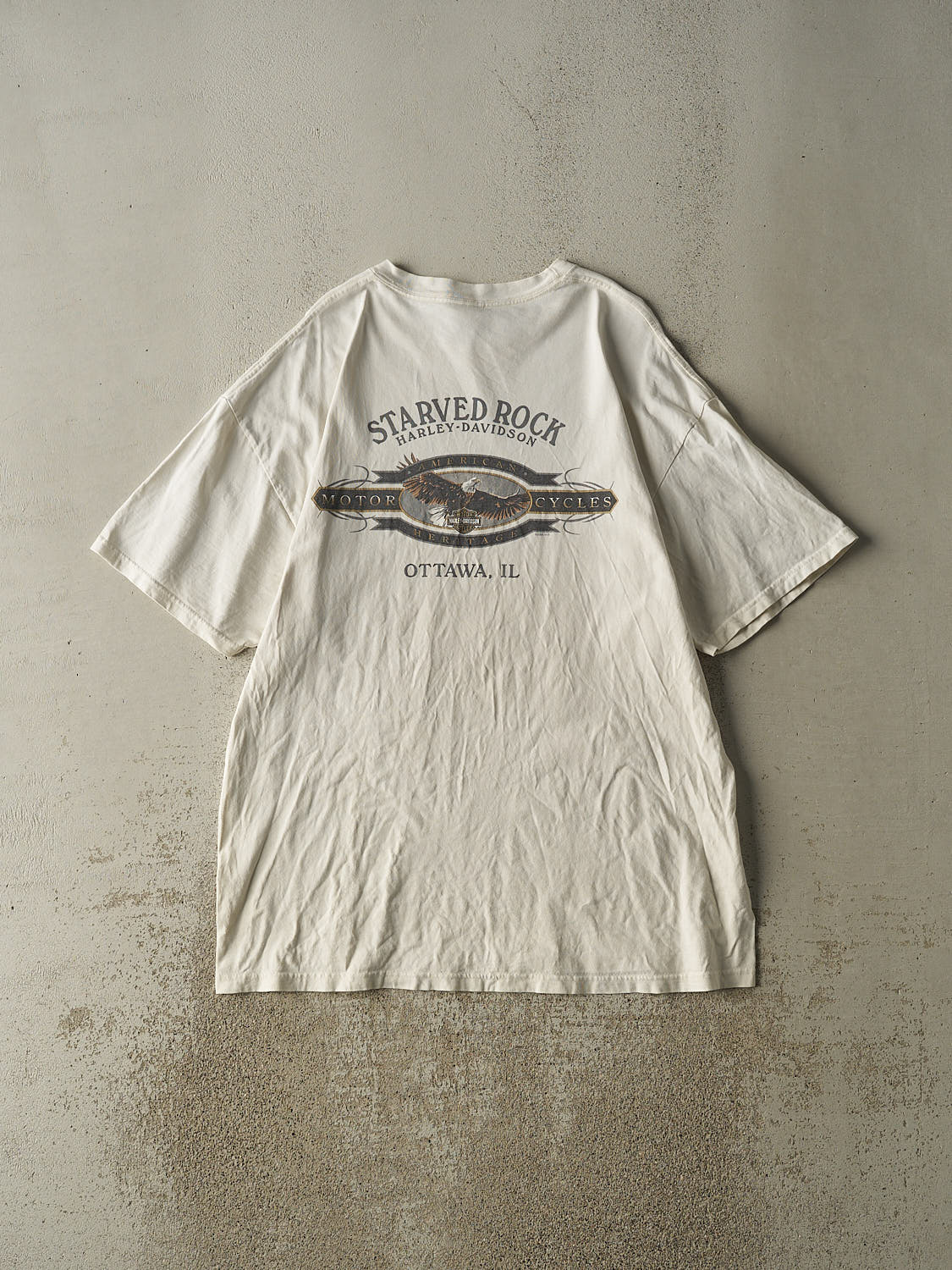 Vintage 07' Beige Harley Davidson Ottawa IL Tee (XL/XXL)