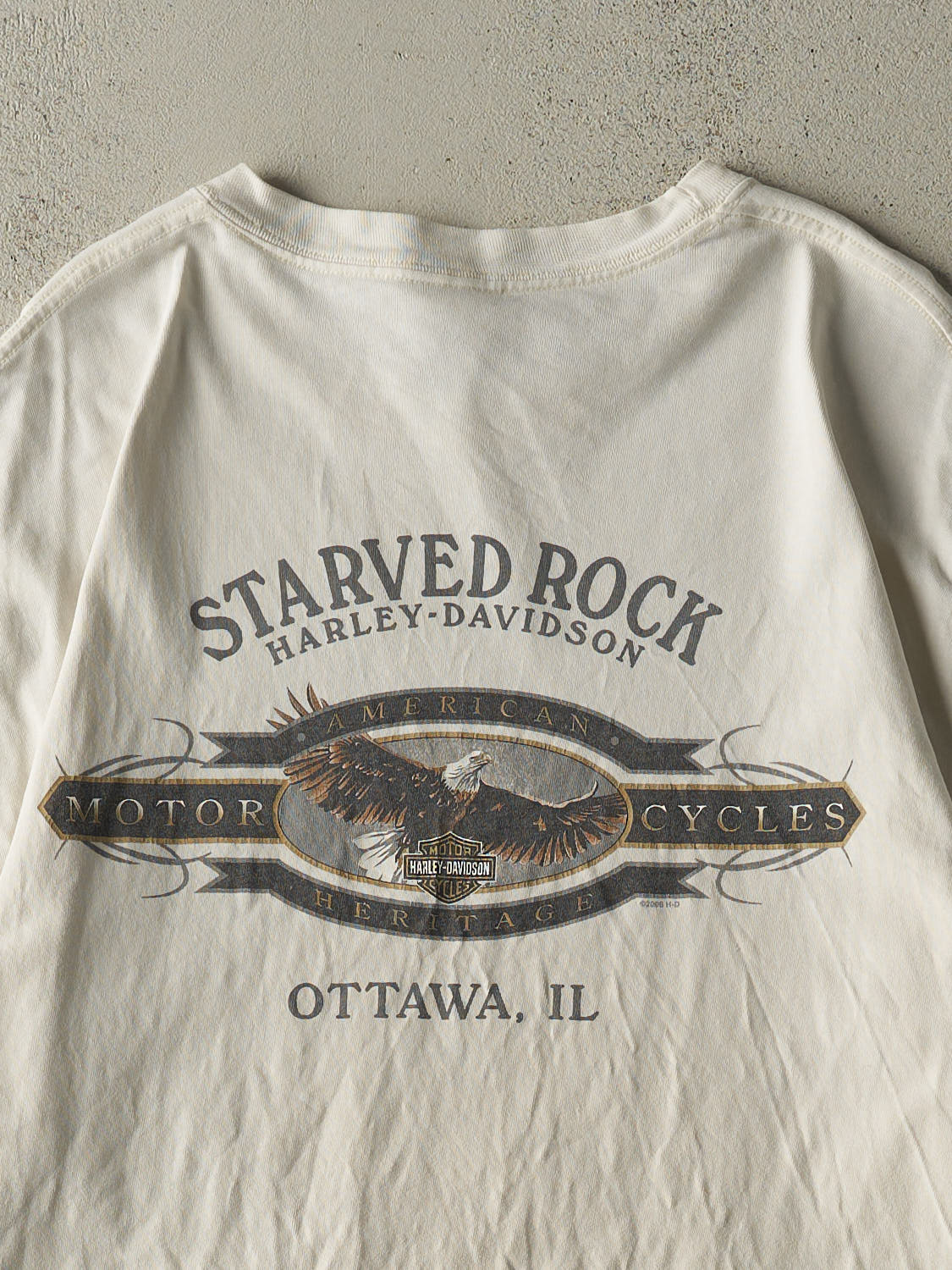 Vintage 07' Beige Harley Davidson Ottawa IL Tee (XL/XXL)