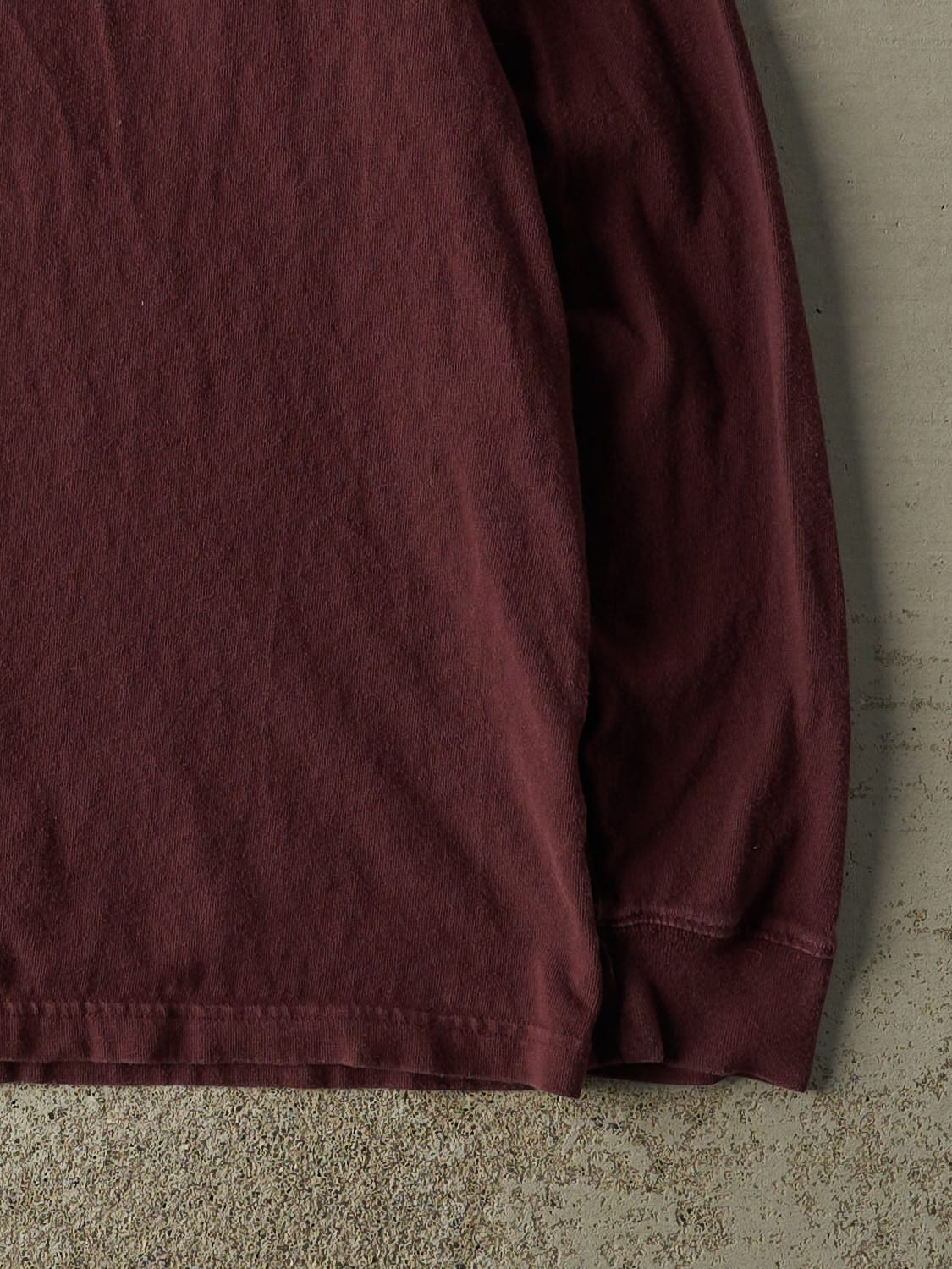 Vintage Y2K Burgundy Carhartt Quarter Button Pocket Long Sleeve (XL/XXL)