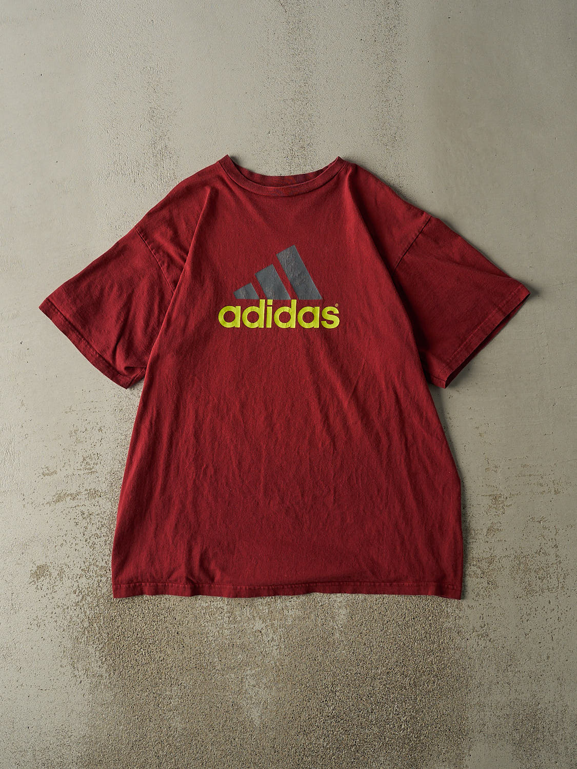 Vintage 90s Burgundy Adidas Logo Tee (XL/XXL)