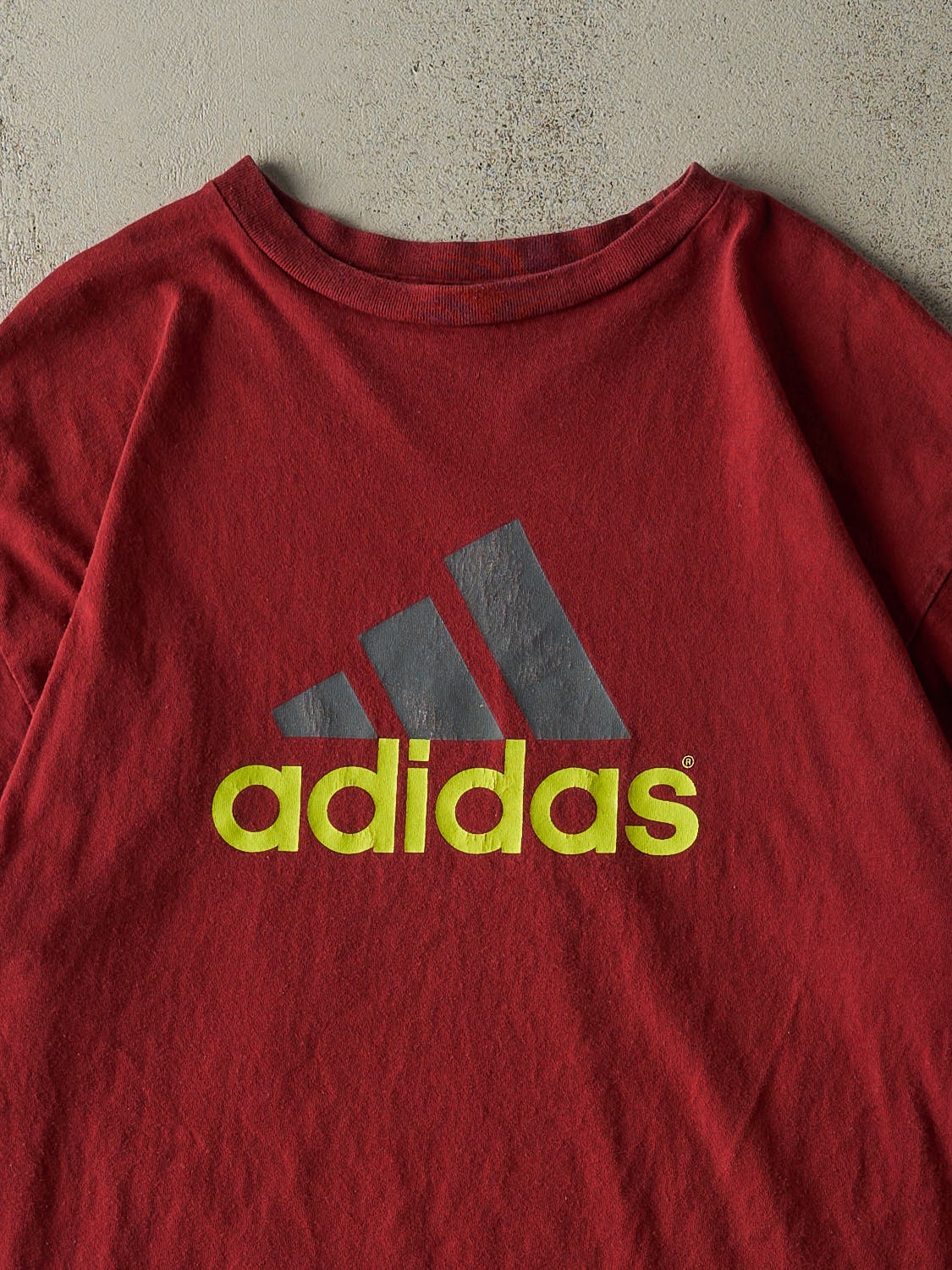 Vintage 90s Burgundy Adidas Logo Tee (XL/XXL)