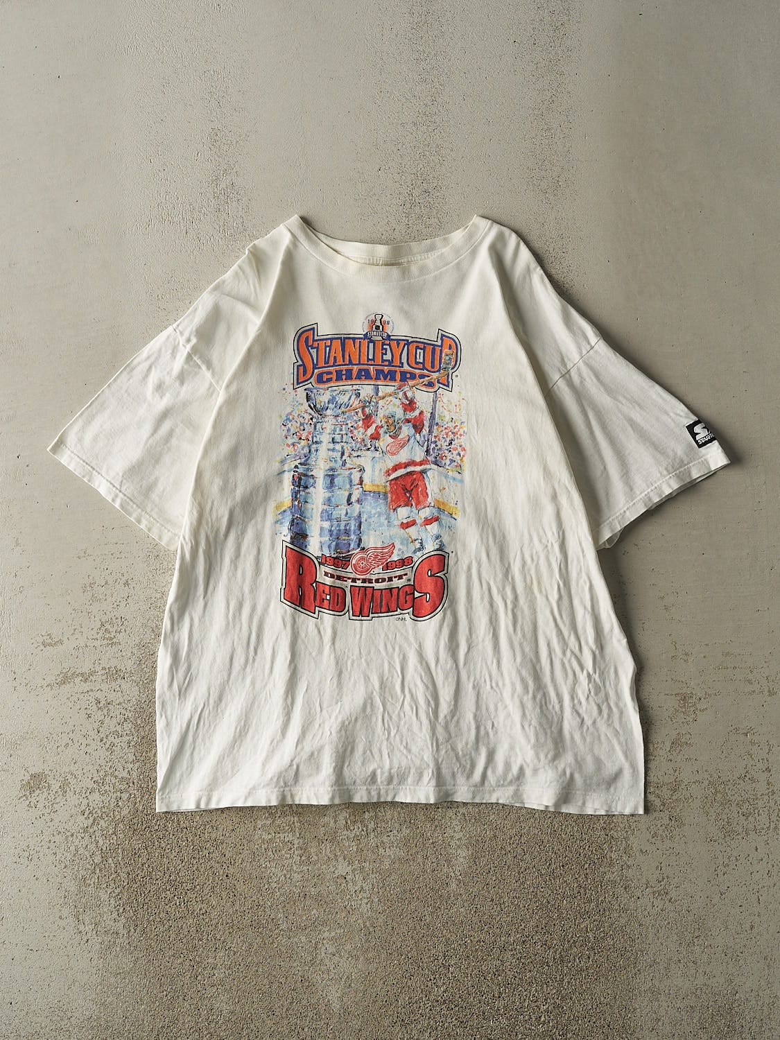 Vintage 98' White Detroit Red Wings Stanley Cup Champs Tee (XL/XXL)