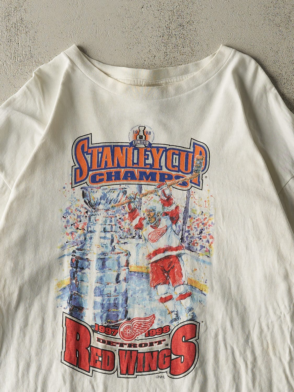 Vintage 98' White Detroit Red Wings Stanley Cup Champs Tee (XL/XXL)