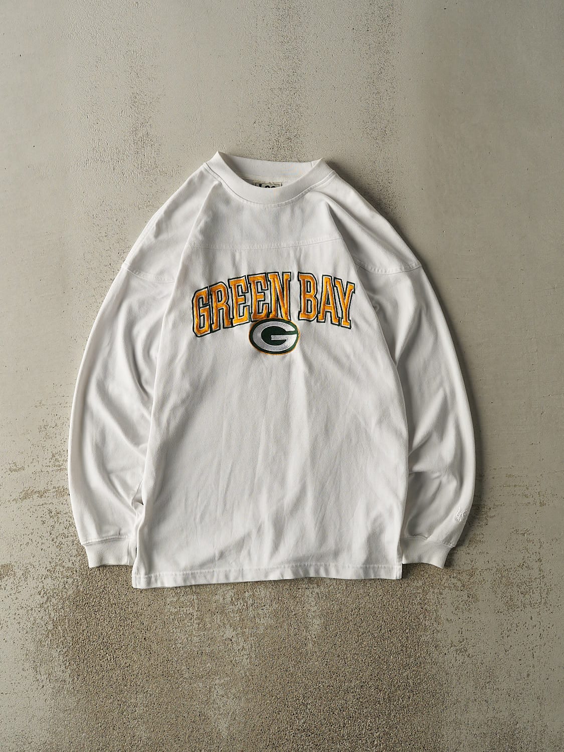 Vintage 90s White Green Bay Packers Embroidered Long Sleeve (M/L)