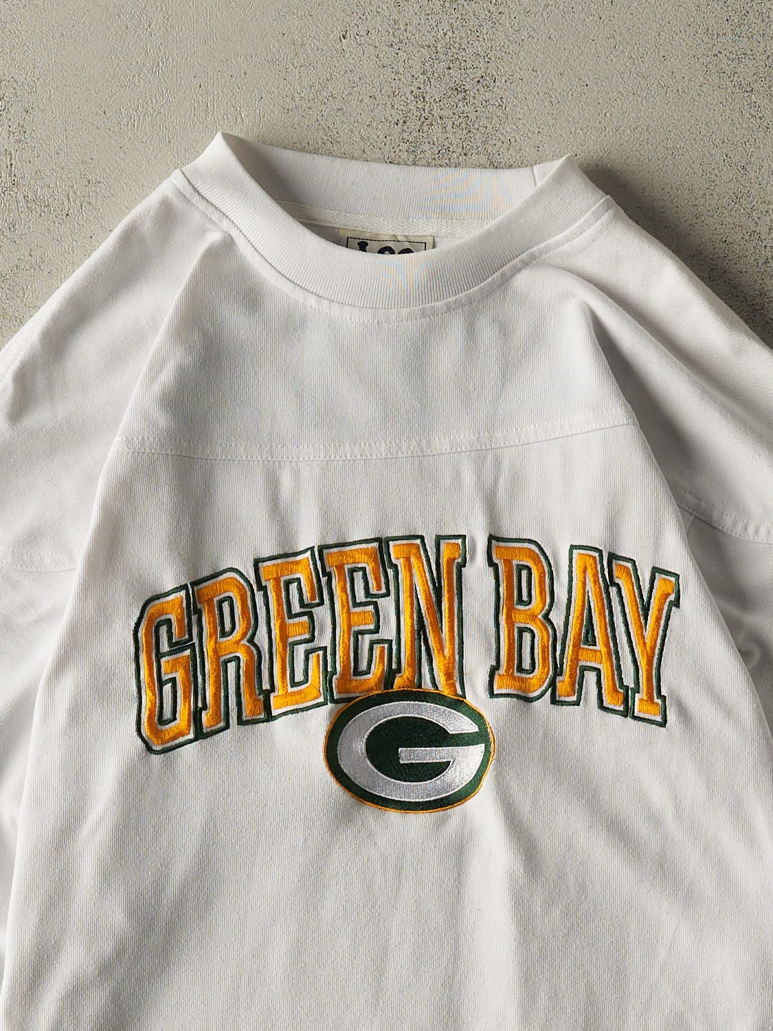 Vintage 90s White Green Bay Packers Embroidered Long Sleeve (M/L)