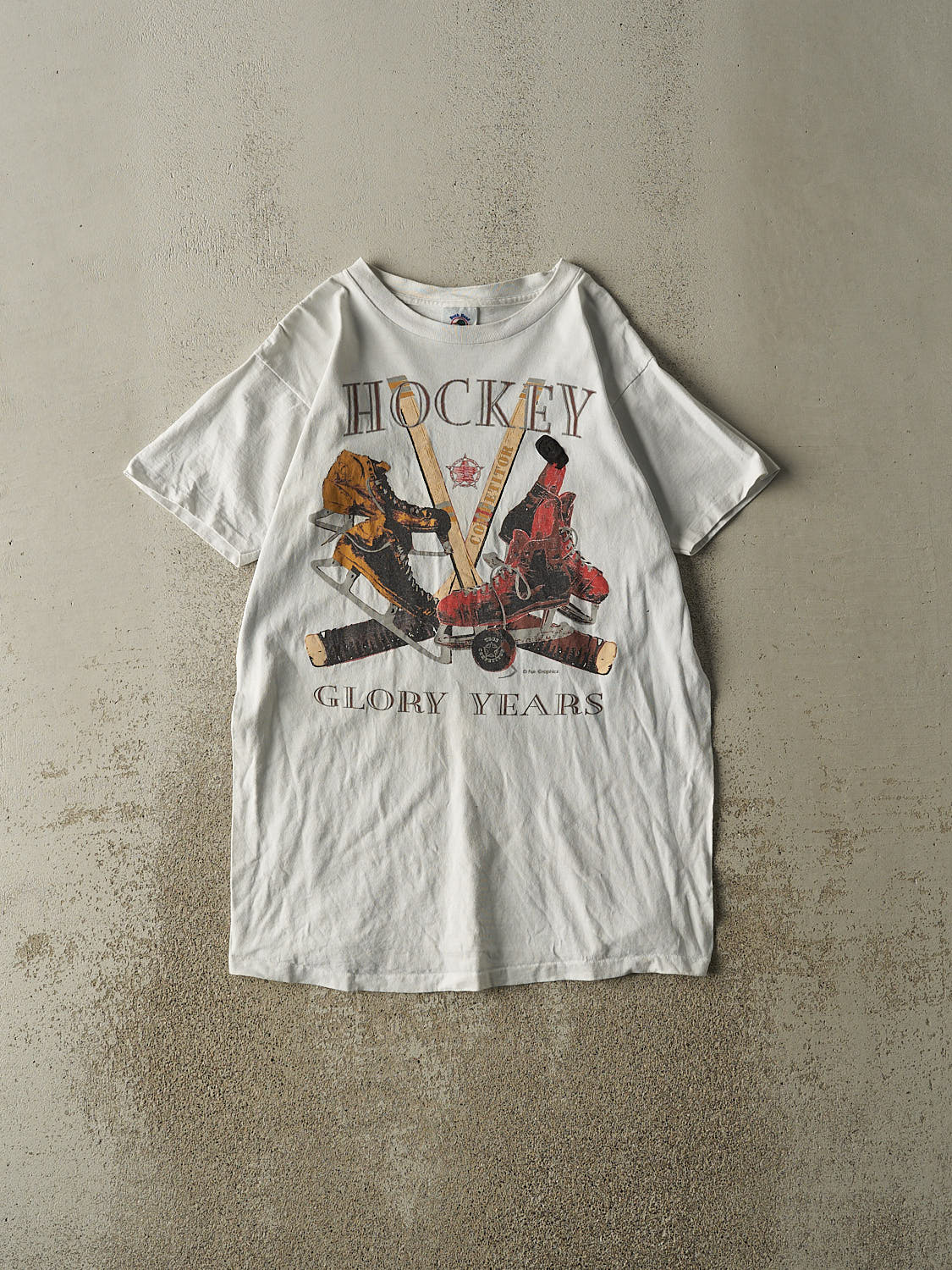 Vintage 80s White Hockey Tee (S/M)
