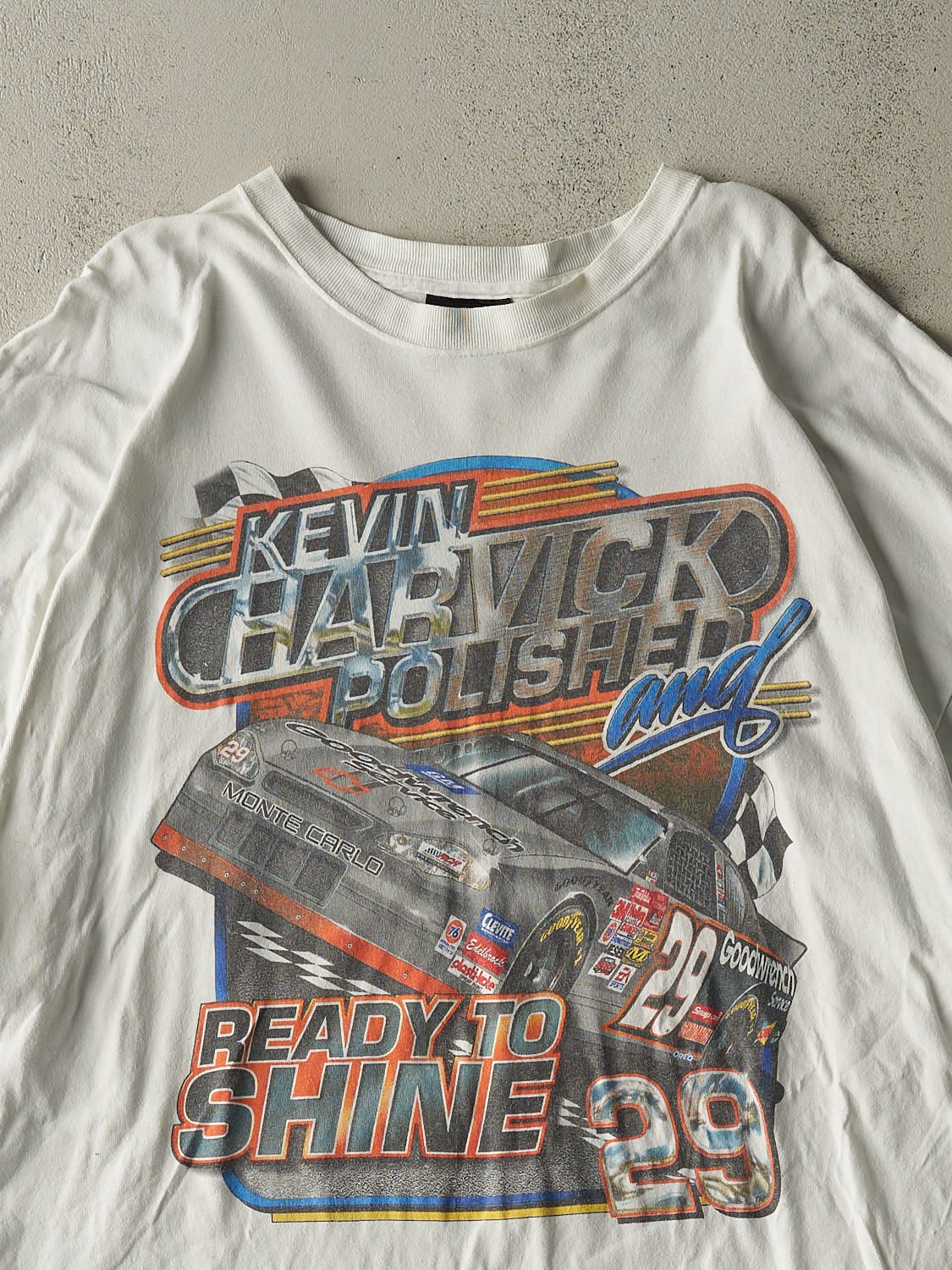 Vintage Y2K White Kevin Harvick Nascar Racing Tee (XXXL)
