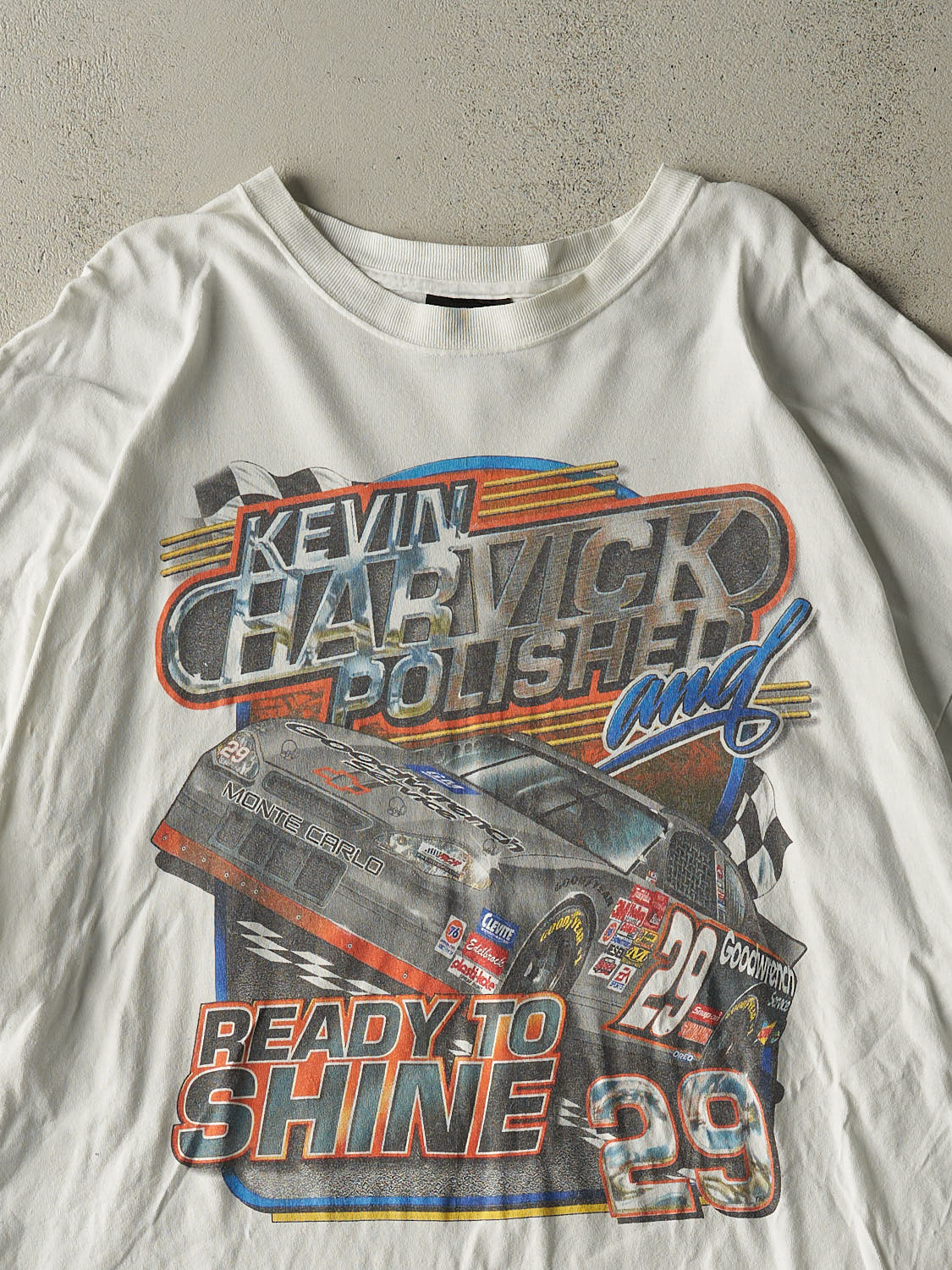 Vintage Y2K White Kevin Harvick Nascar Racing Tee (XXXL)