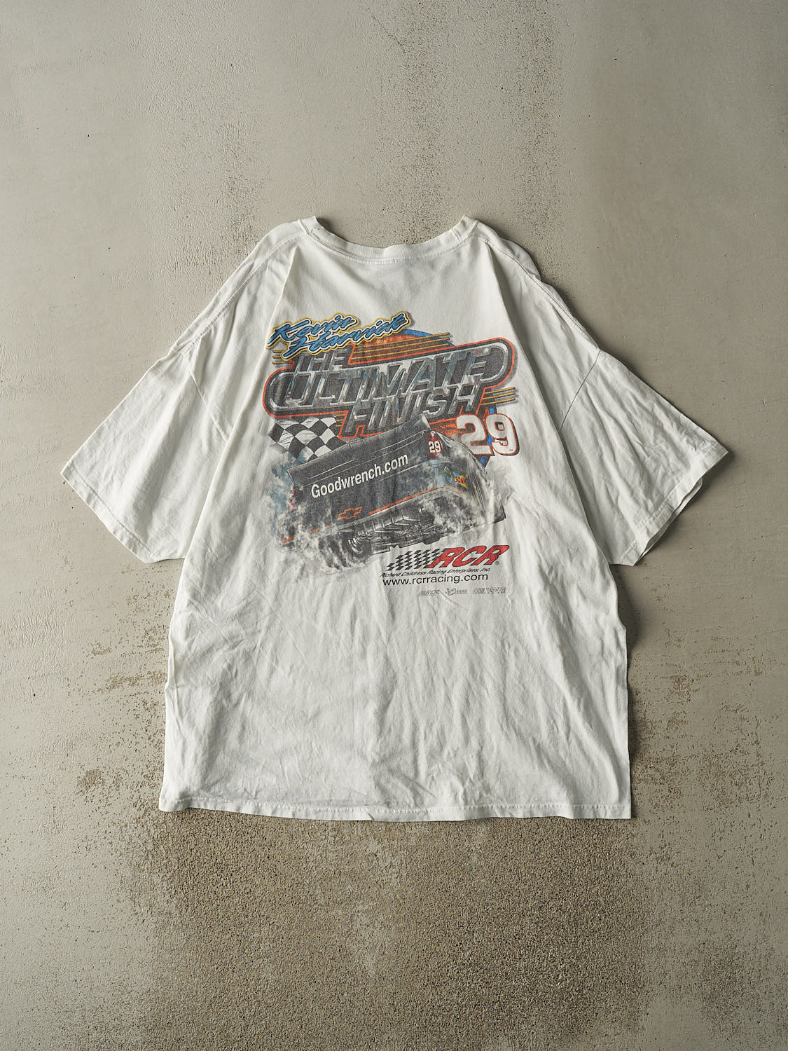 Vintage Y2K White Kevin Harvick Nascar Racing Tee (XXXL)