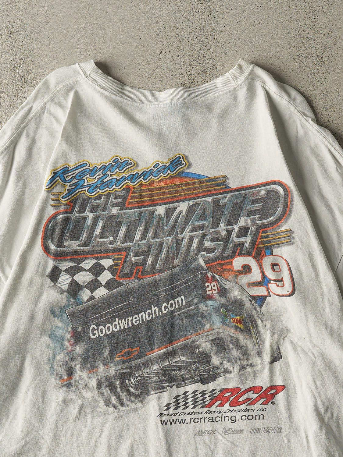 Vintage Y2K White Kevin Harvick Nascar Racing Tee (XXXL)
