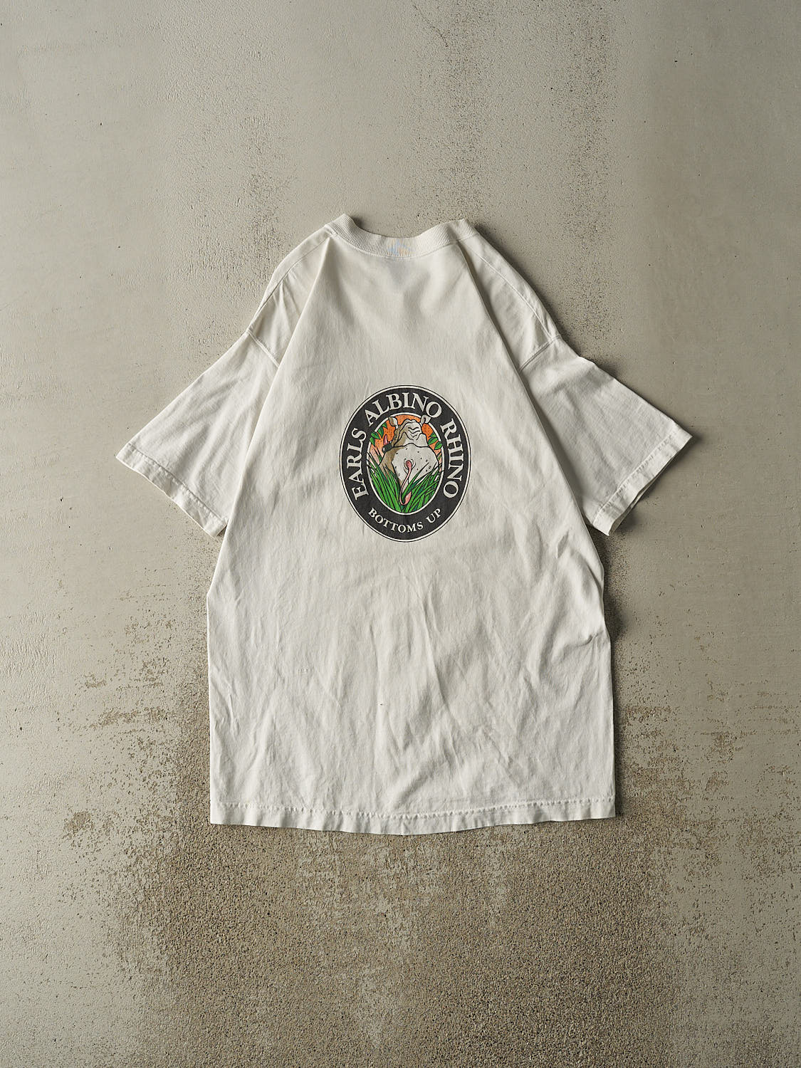 Vintage 90s White Earls Albino Rhino Ale Beer Tee (M/L)
