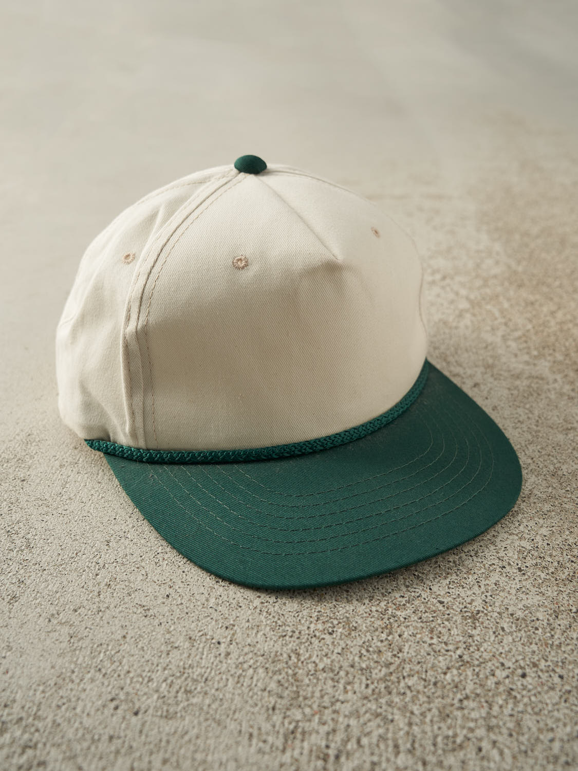 Vintage 90s White & Green Leather Strapback (O/S)