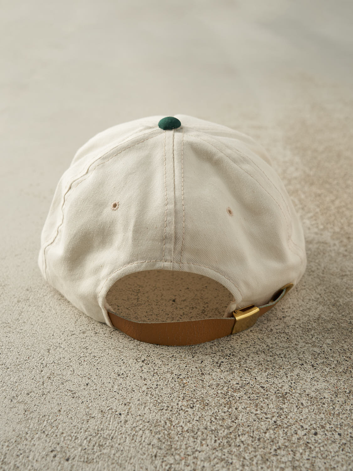 Vintage 90s White & Green Leather Strapback (O/S)