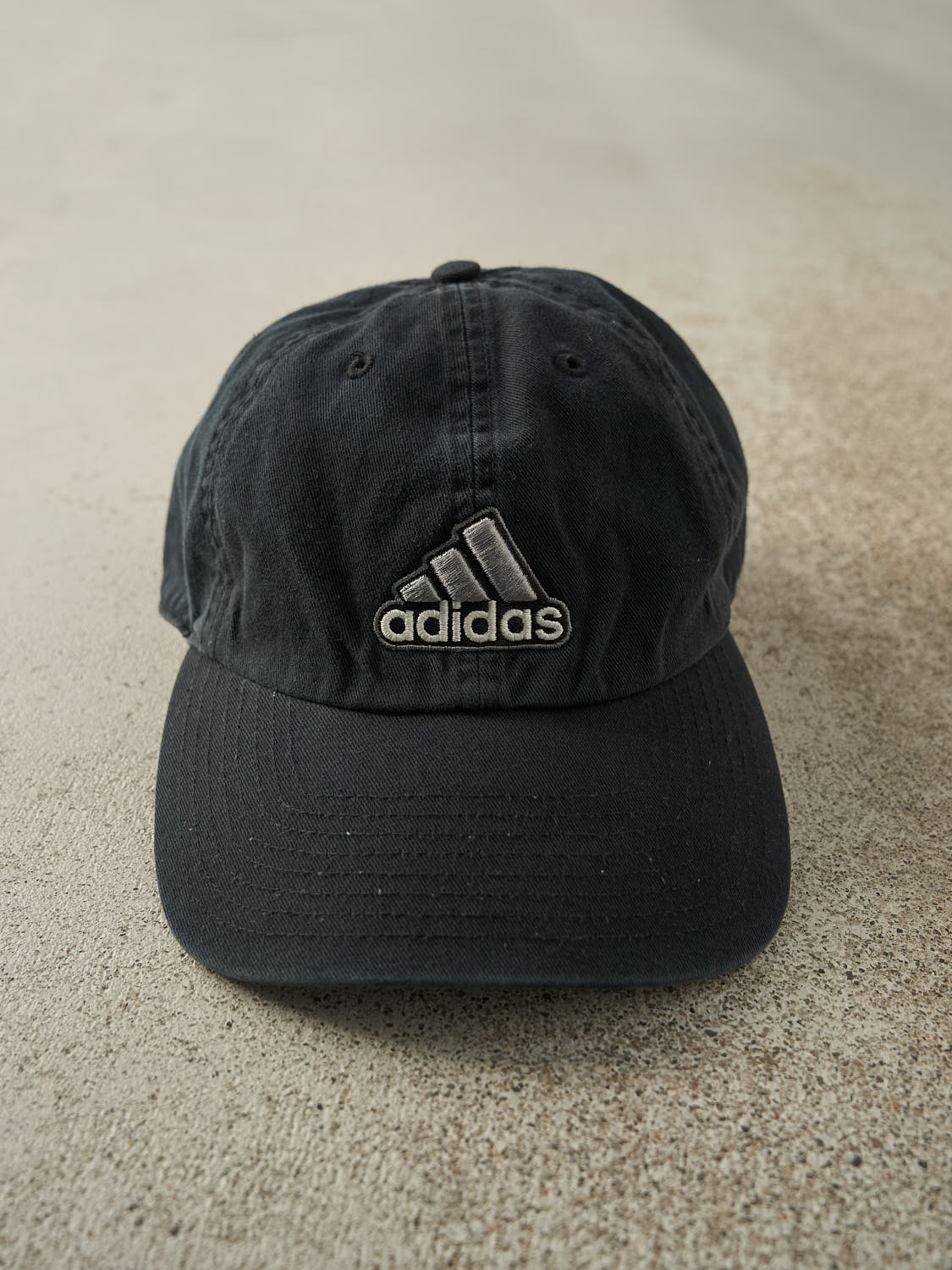 Vintage Y2K Faded Black Adidas Embroidered Strapback (O/S)