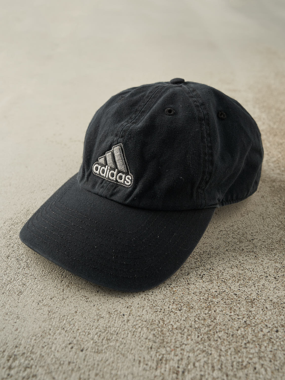 Vintage Y2K Faded Black Adidas Embroidered Strapback (O/S)