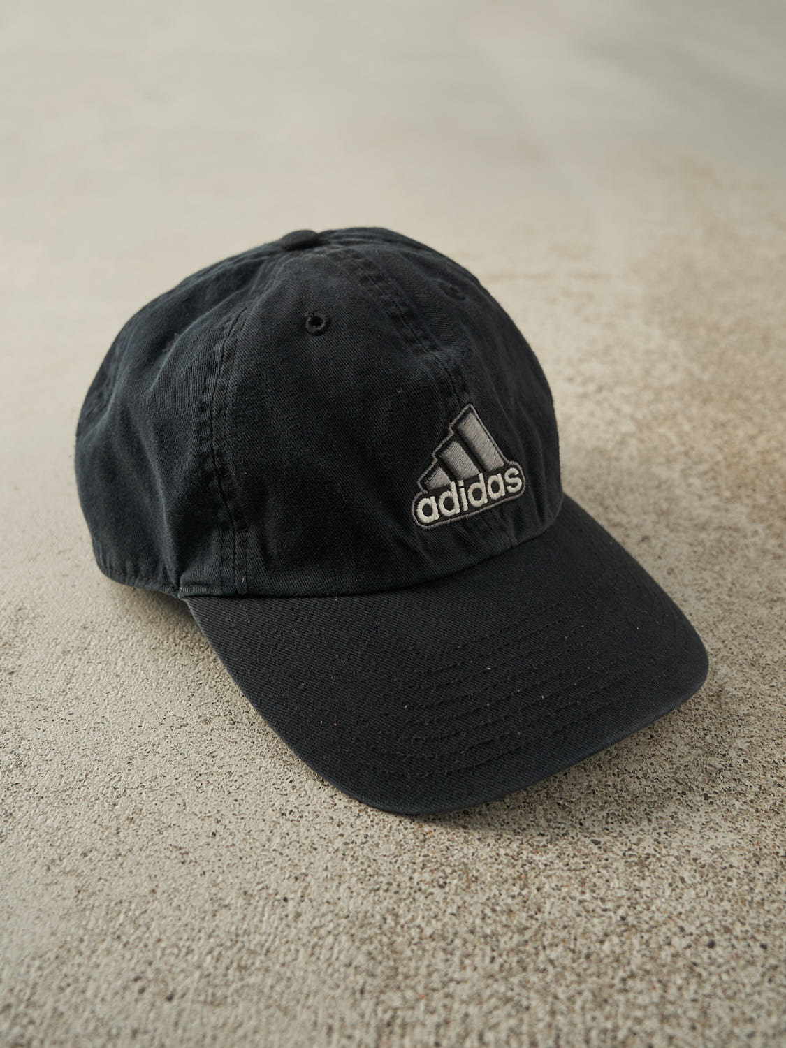 Vintage Y2K Faded Black Adidas Embroidered Strapback (O/S)