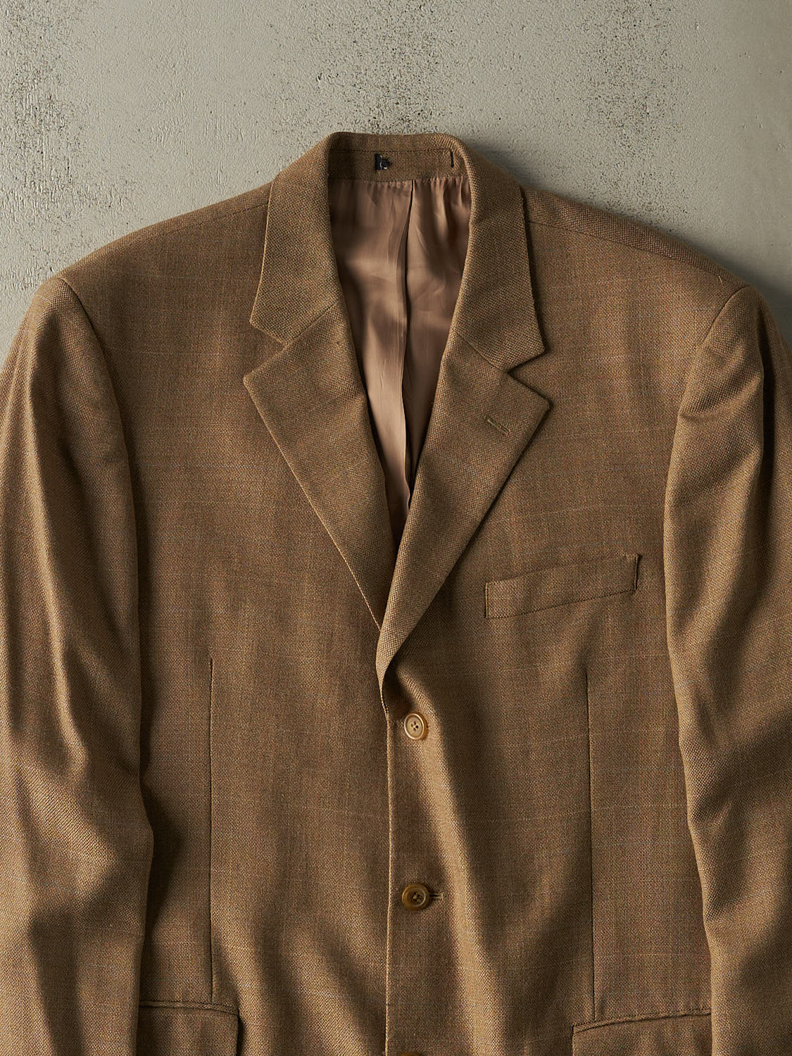 Vintage 80s Beige Wool Lightweight Blazer (XL)