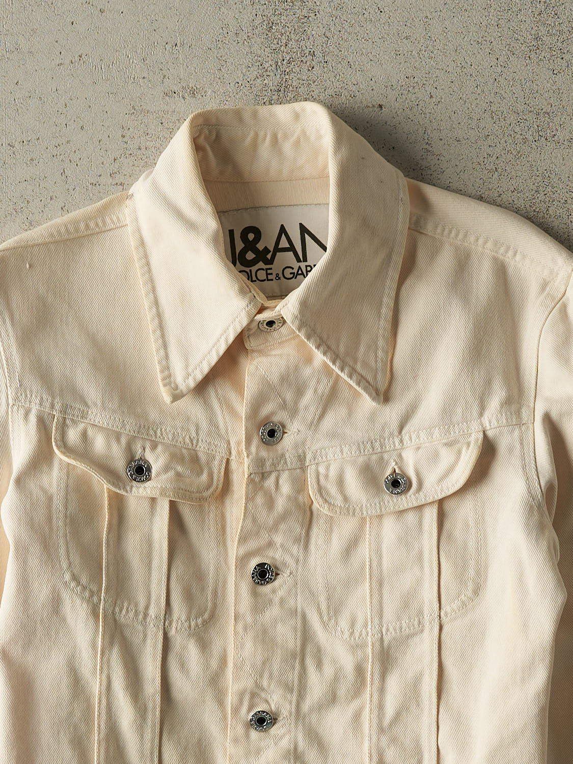 Vintage Y2K Beige Dolce & Gabbana Denim Jacket (XXS/XS)