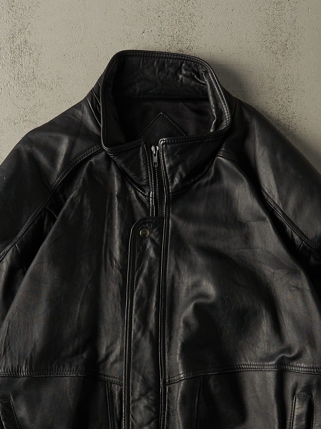 Vintage 90s Black Soft Leather Bomber Jacket (XL/XXL)