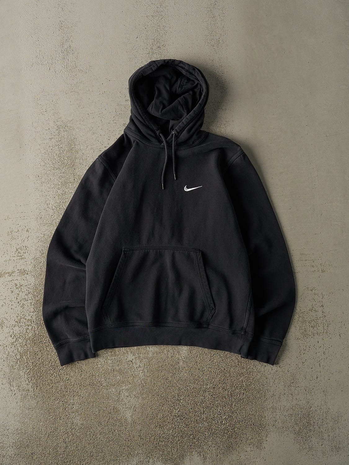 Vintage Y2K Faded Black Nike Embroidered Hoodie (S/M)