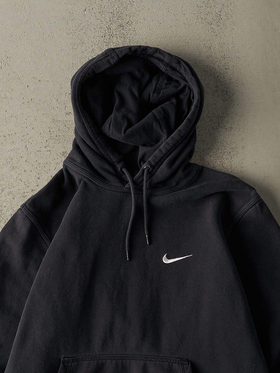 Vintage Y2K Faded Black Nike Embroidered Hoodie (S/M)
