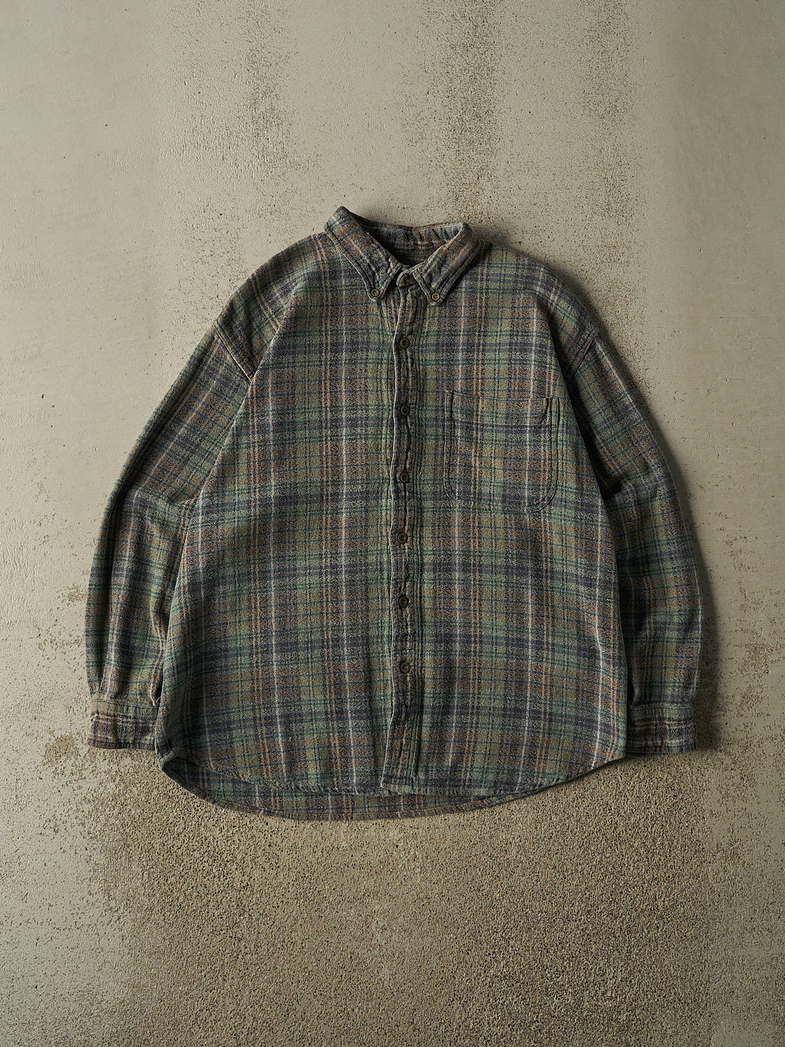Vintage 90s Green Flannel Button Up Long Sleeve (L/XL)