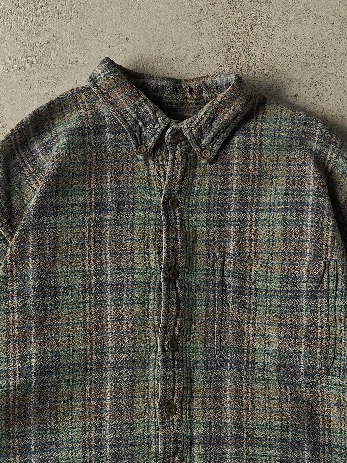 Vintage 90s Green Flannel Button Up Long Sleeve (L/XL)