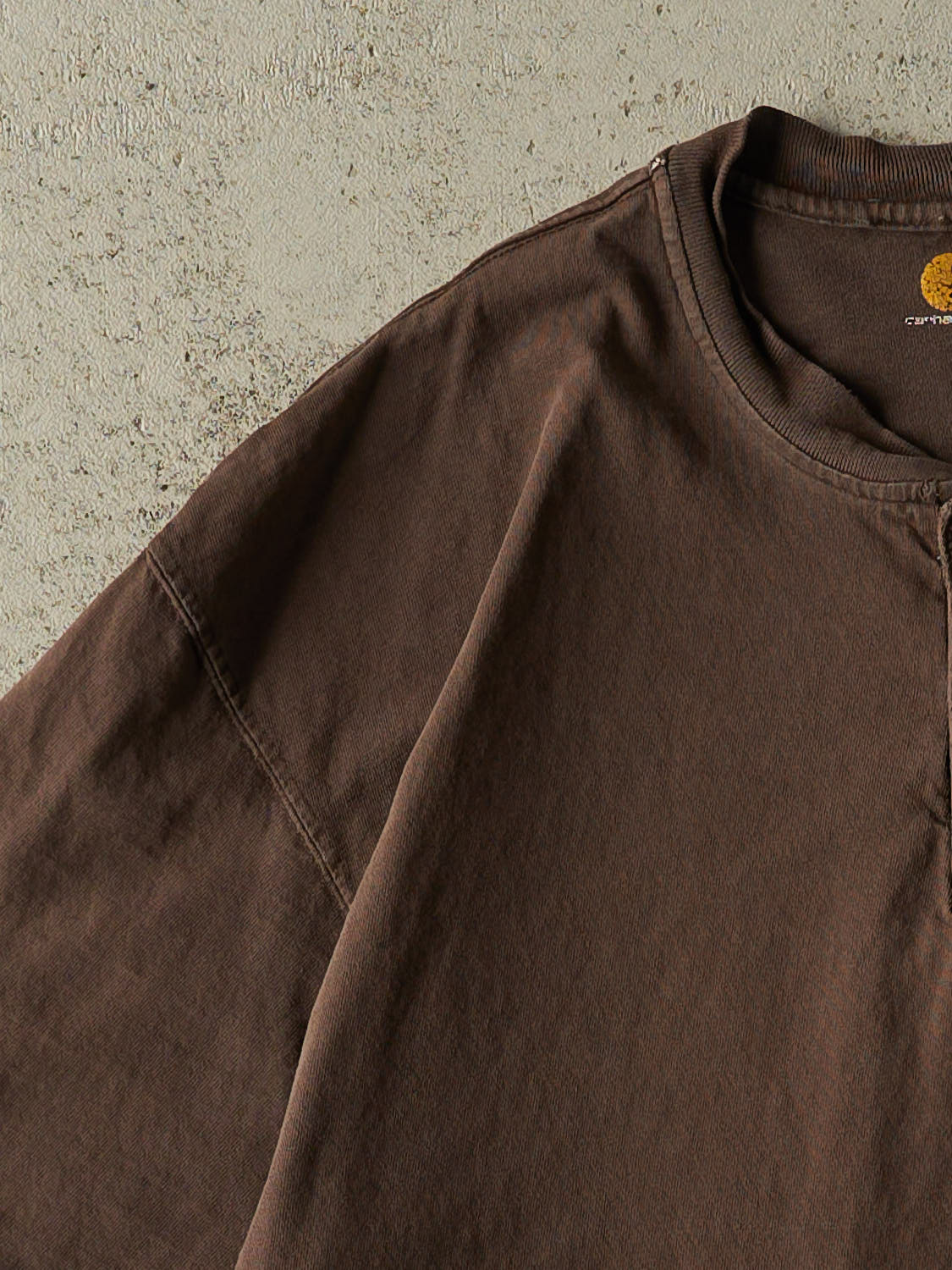 Vintage Y2K Brown Carhartt Quarter Button Pocket Tee (XL)