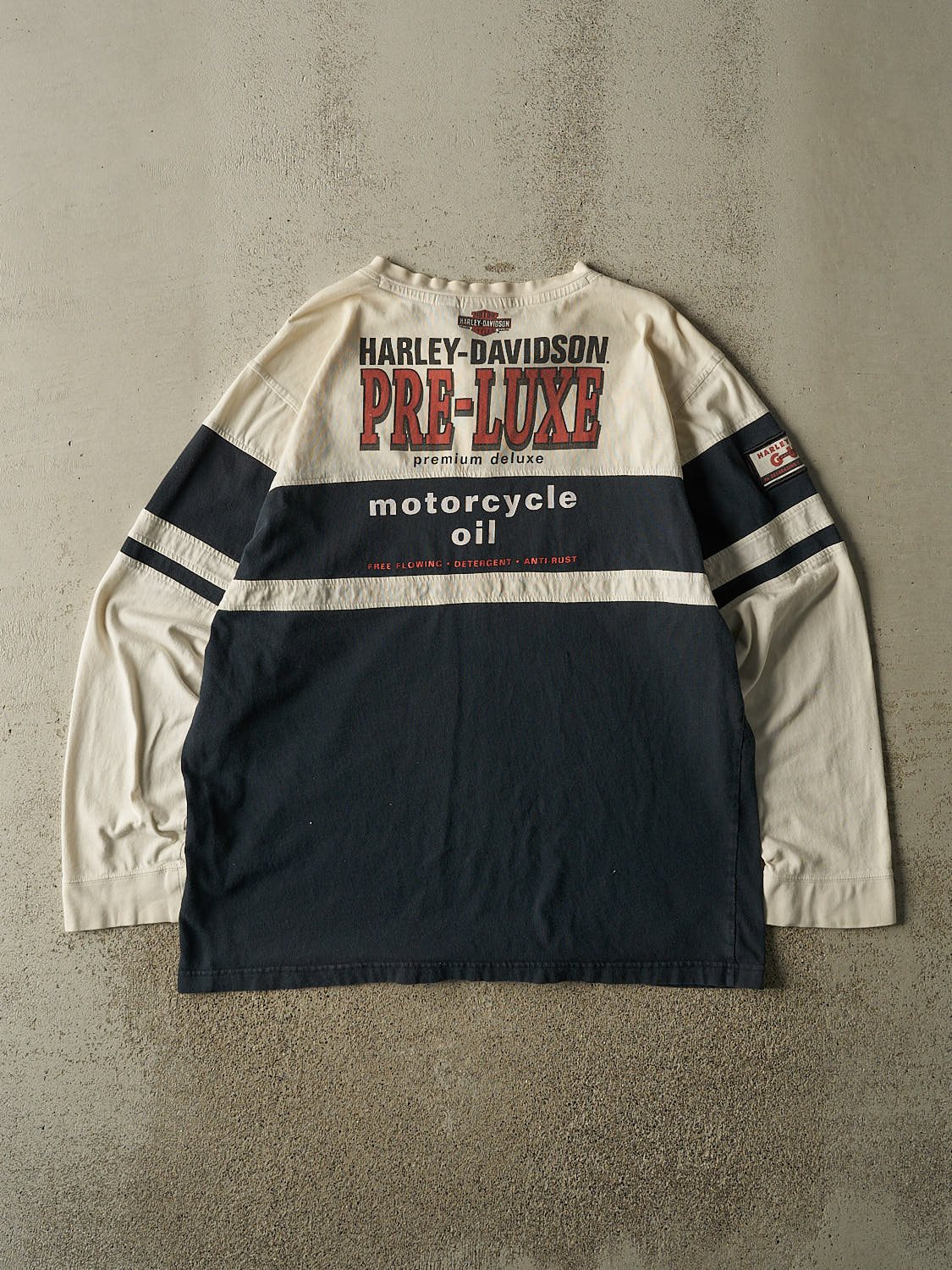 Vintage Y2K Beige Harley Davidson Embroidered Quarter Button Long Sleeve (XL)