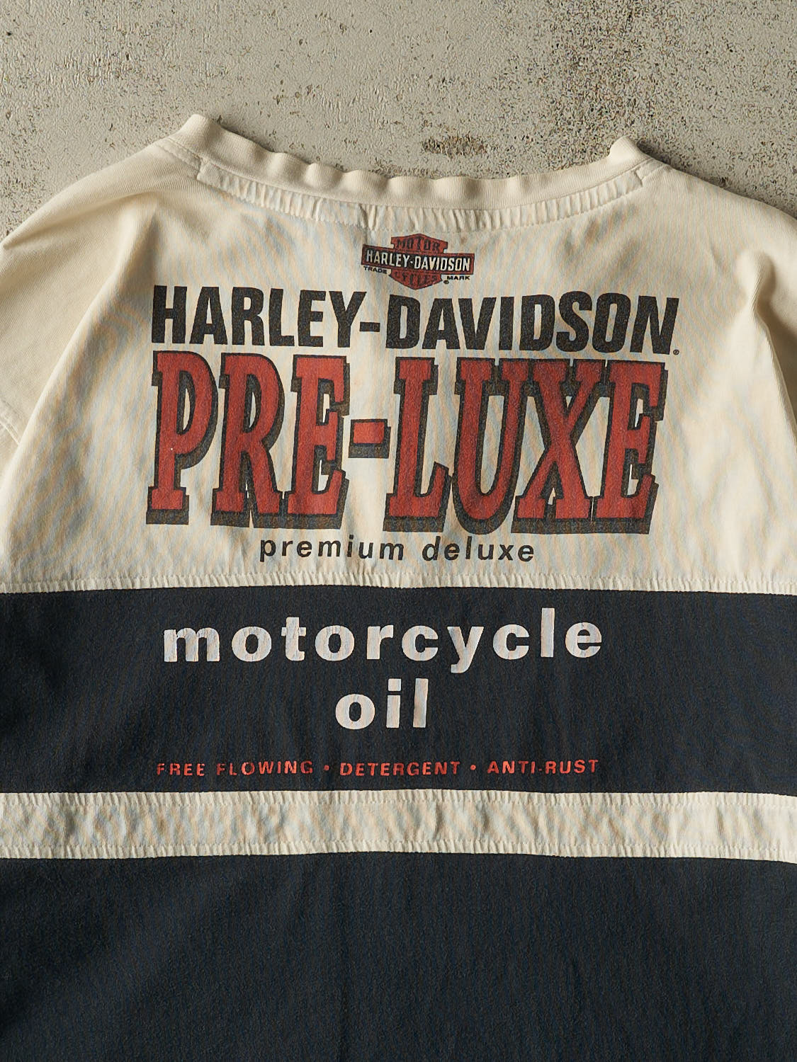 Vintage Y2K Beige Harley Davidson Embroidered Quarter Button Long Sleeve (XL)
