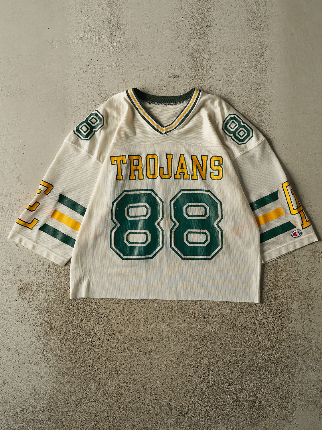 Vintage 90s White CL Trojans #88 Cropped Football Jersey (M/L)