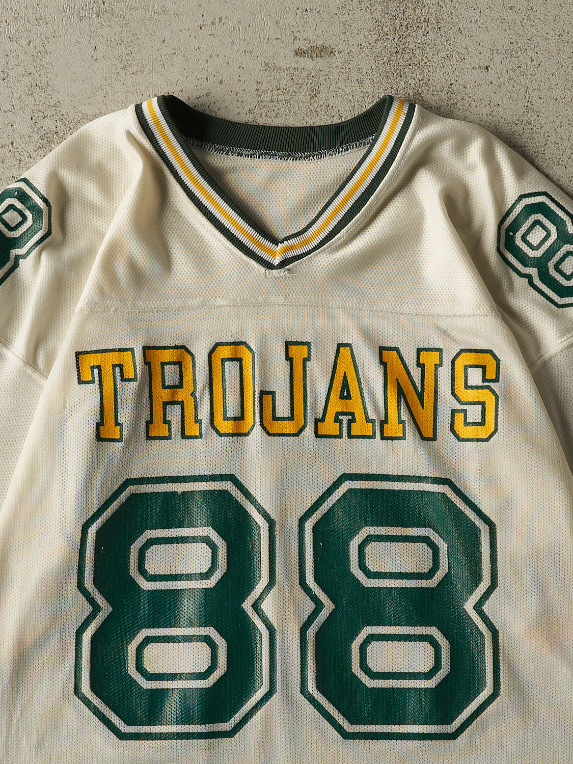 Vintage 90s White CL Trojans #88 Cropped Football Jersey (M/L)