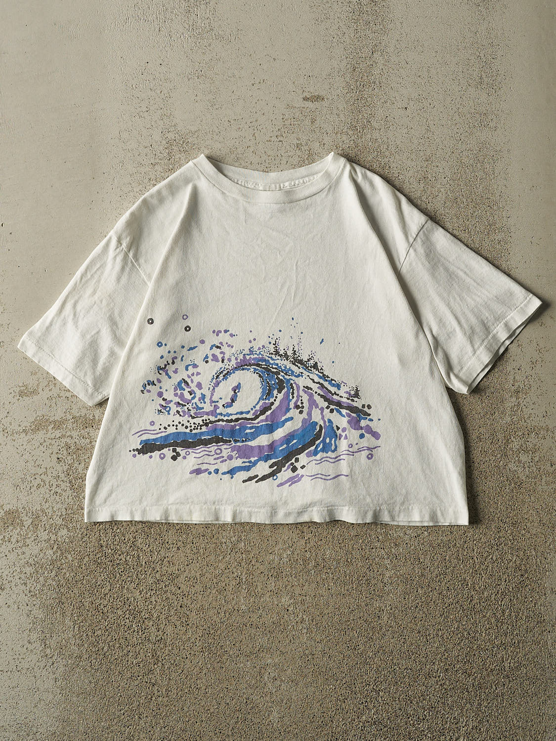 Vintage 90s White Cropped Surf Tee (XS)