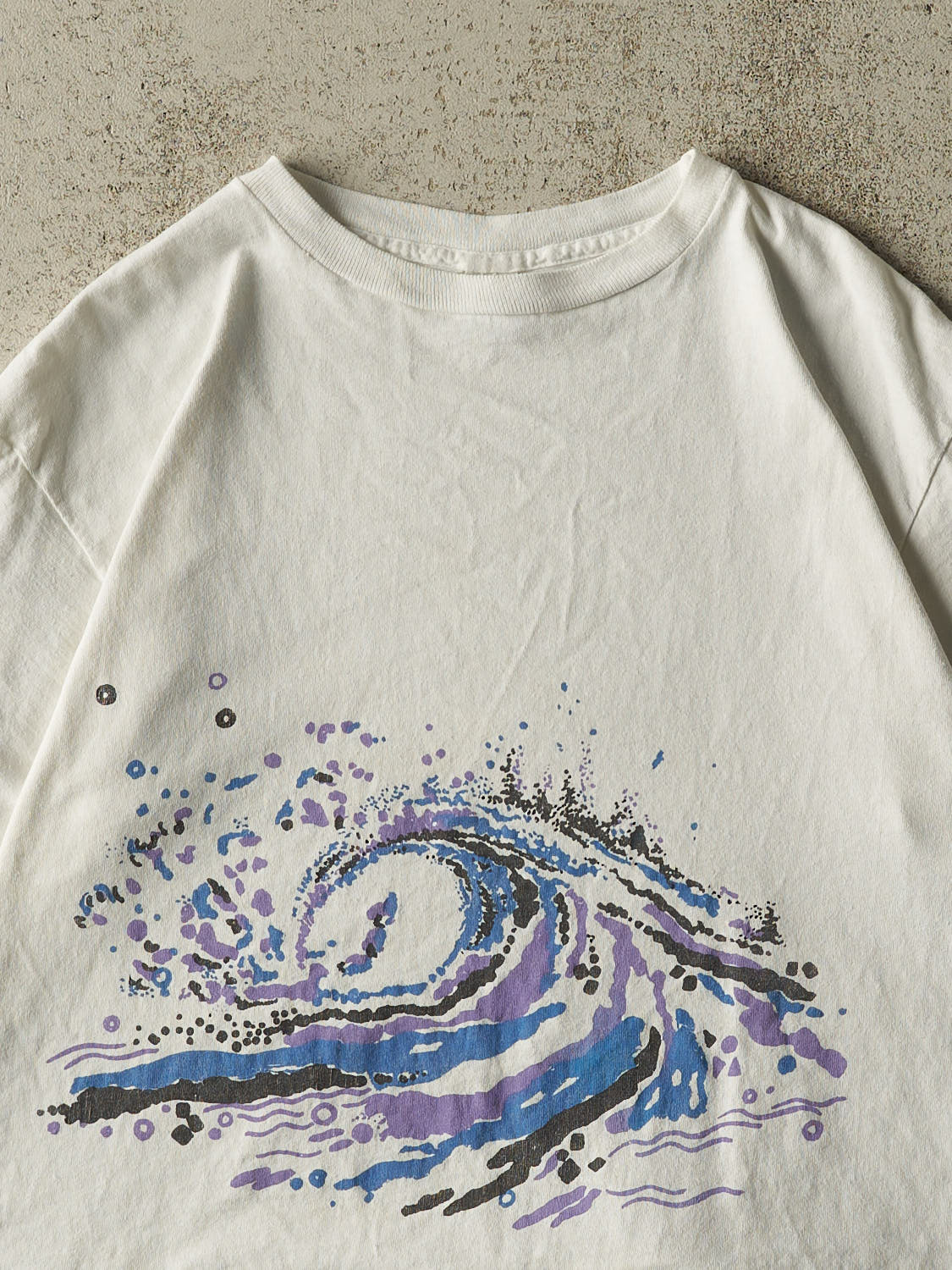 Vintage 90s White Cropped Surf Tee (XS)