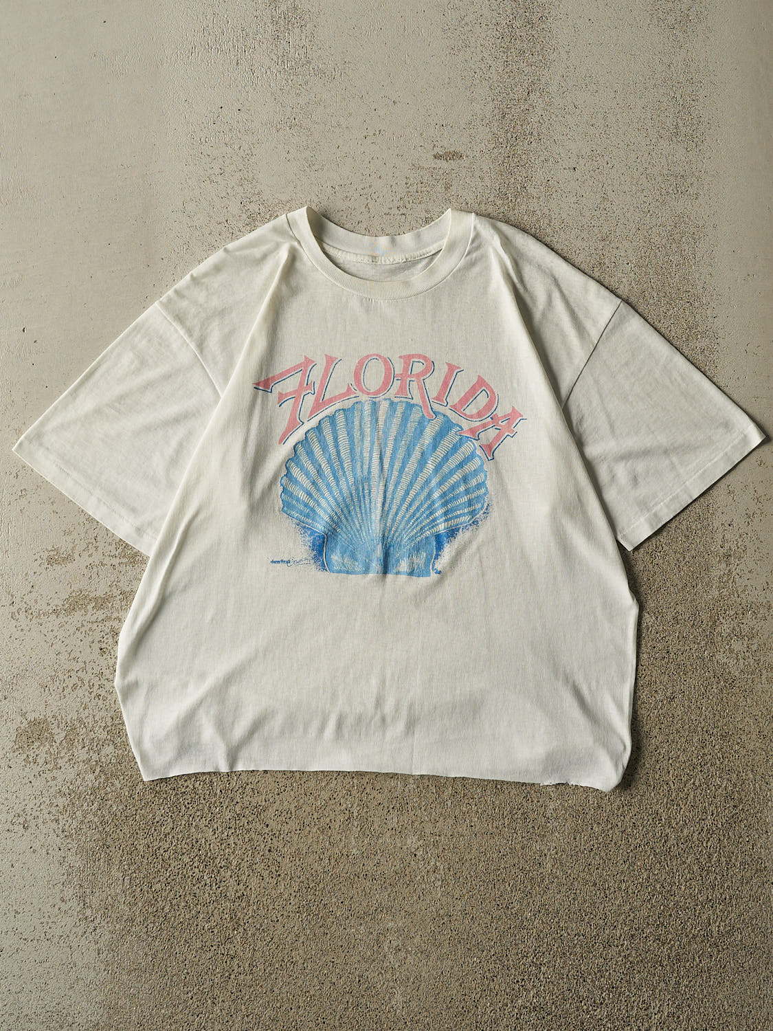 Vintage 80s White Florida Cropped Single Stitch Tee (M/L)
