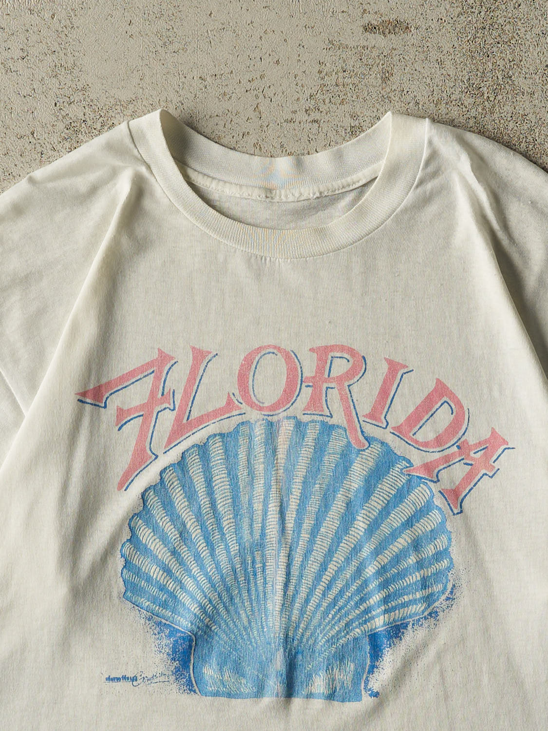 Vintage 80s White Florida Cropped Single Stitch Tee (M/L)