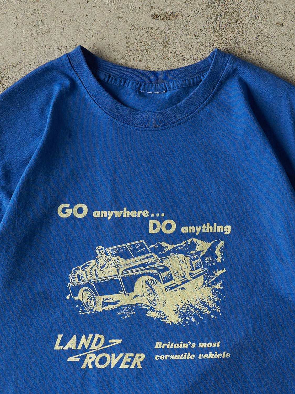 Vintage 90s Blue Land Rover "Go Anywhere, Do Anything" Tee (M)