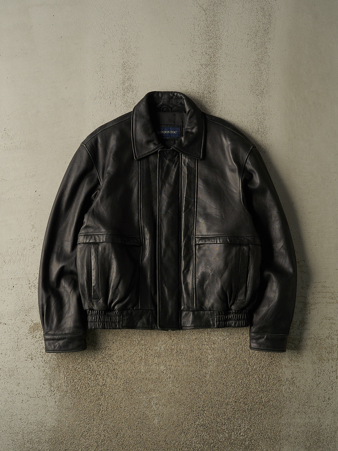 Vintage 90s Black London Fog Leather Bomber Jacket (L)
