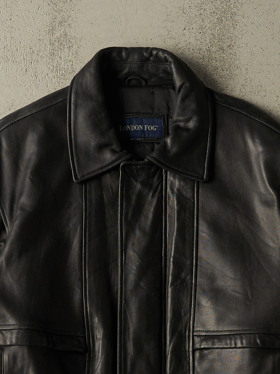 Vintage 90s Black London Fog Leather Bomber Jacket (L)