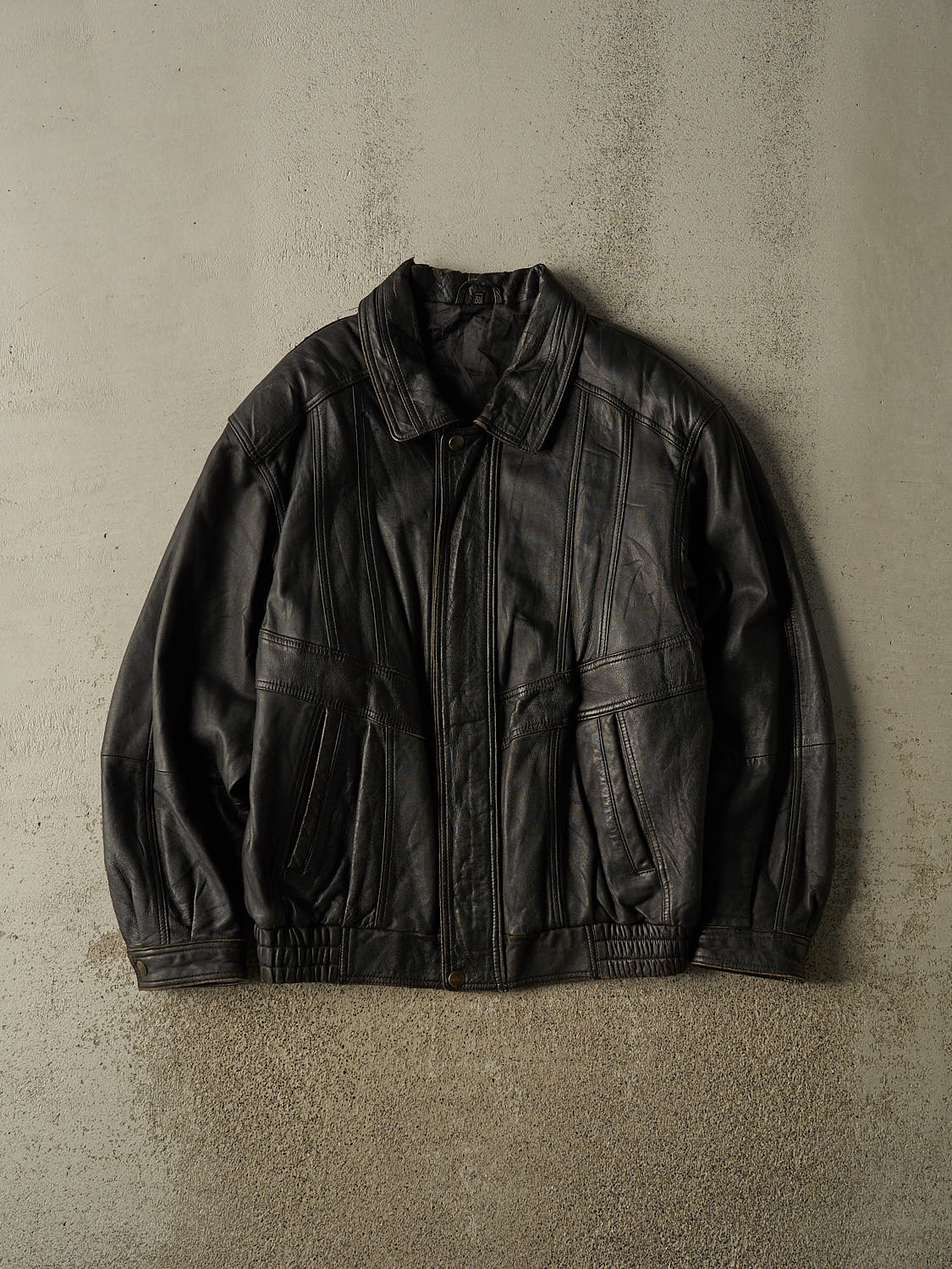 Vintage 80s Brown Leather Bomber Jacket (M)