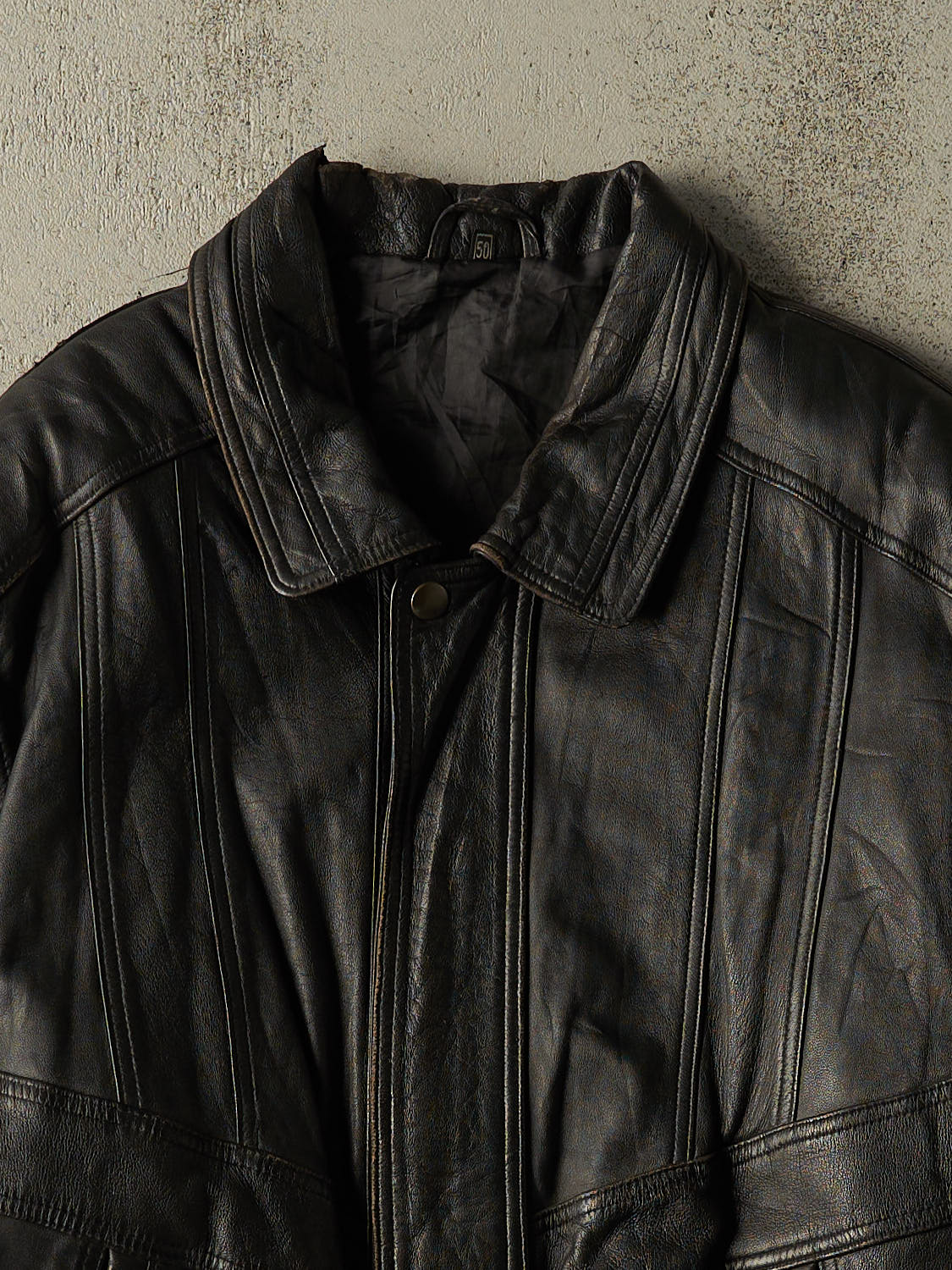 Vintage 80s Brown Leather Bomber Jacket (M)