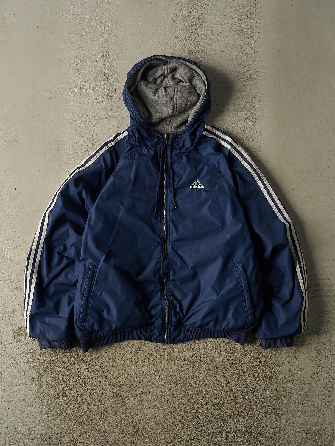 Vintage 90s Navy Blue Adidas Reversible Jacket (M/L)