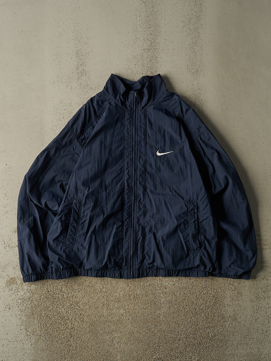 Vintage 90s Navy Blue Nike Zip Up Windbreaker Jacket (L/XL)