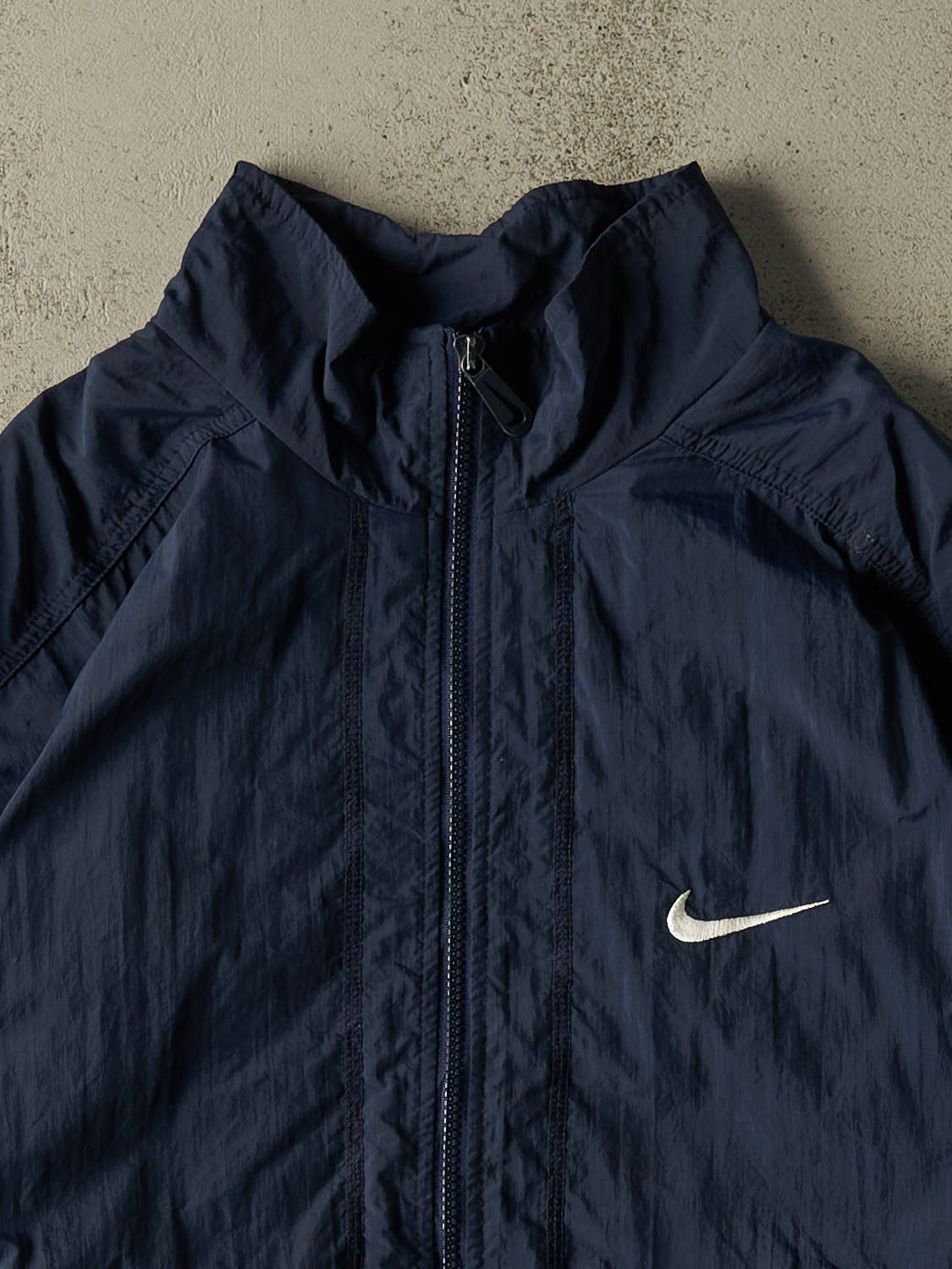 Vintage 90s Navy Blue Nike Zip Up Windbreaker Jacket (L/XL)
