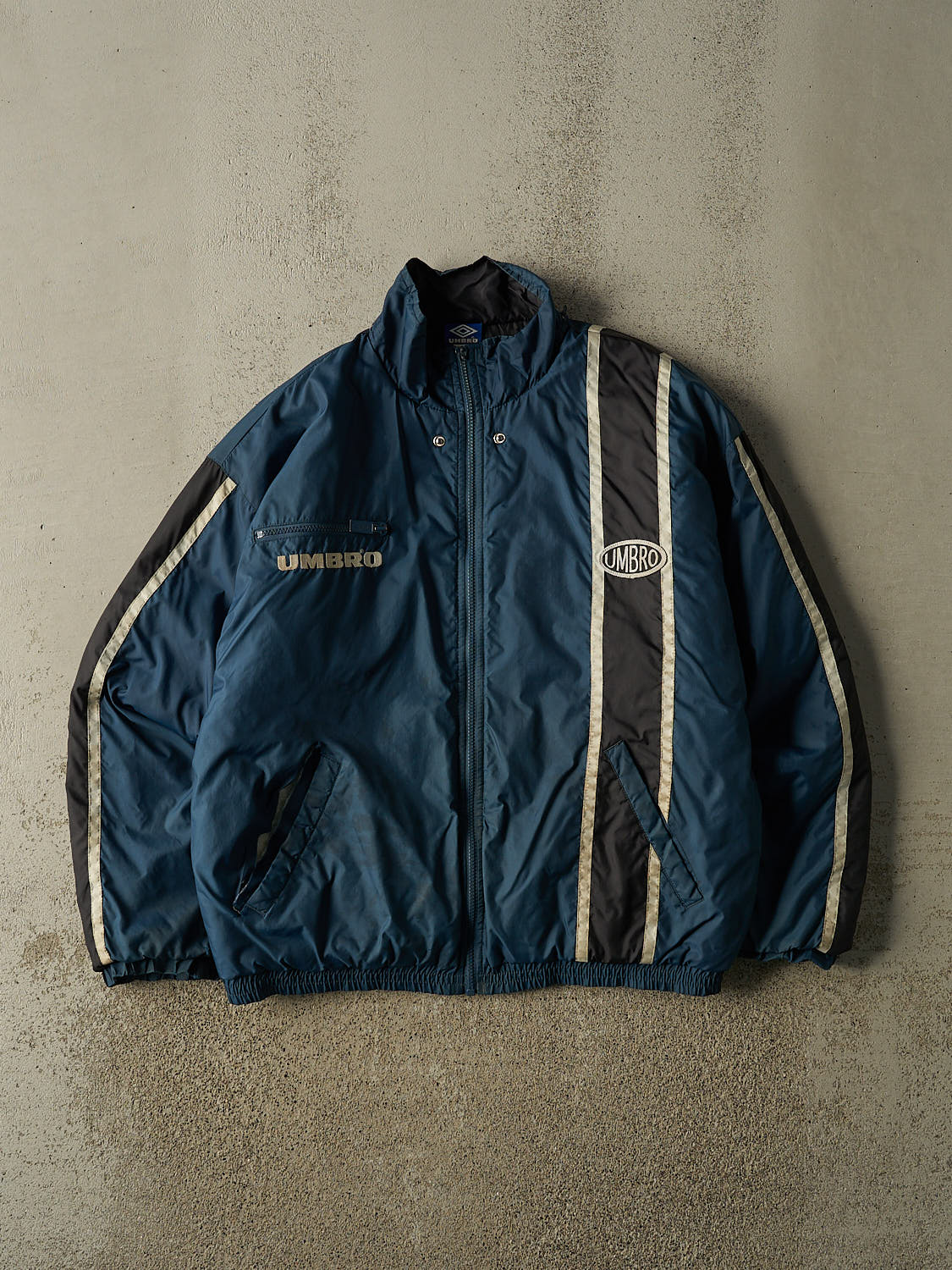 Vintage 90s Blue Umbro Zip Up Windbreaker Jacket (L)