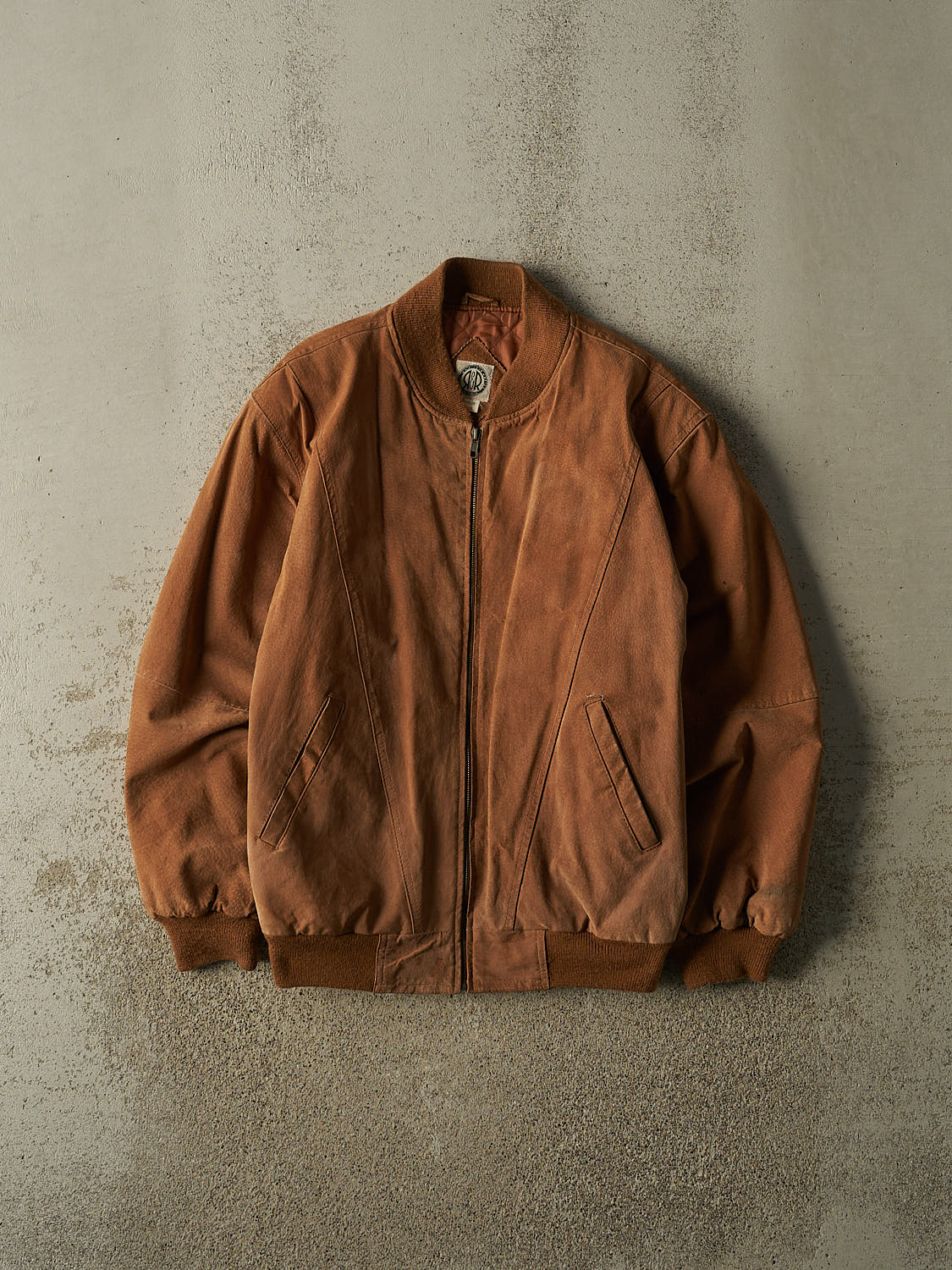 Vintage 90s Brown R&R Suede Leather Bomber Jacket (M/L)